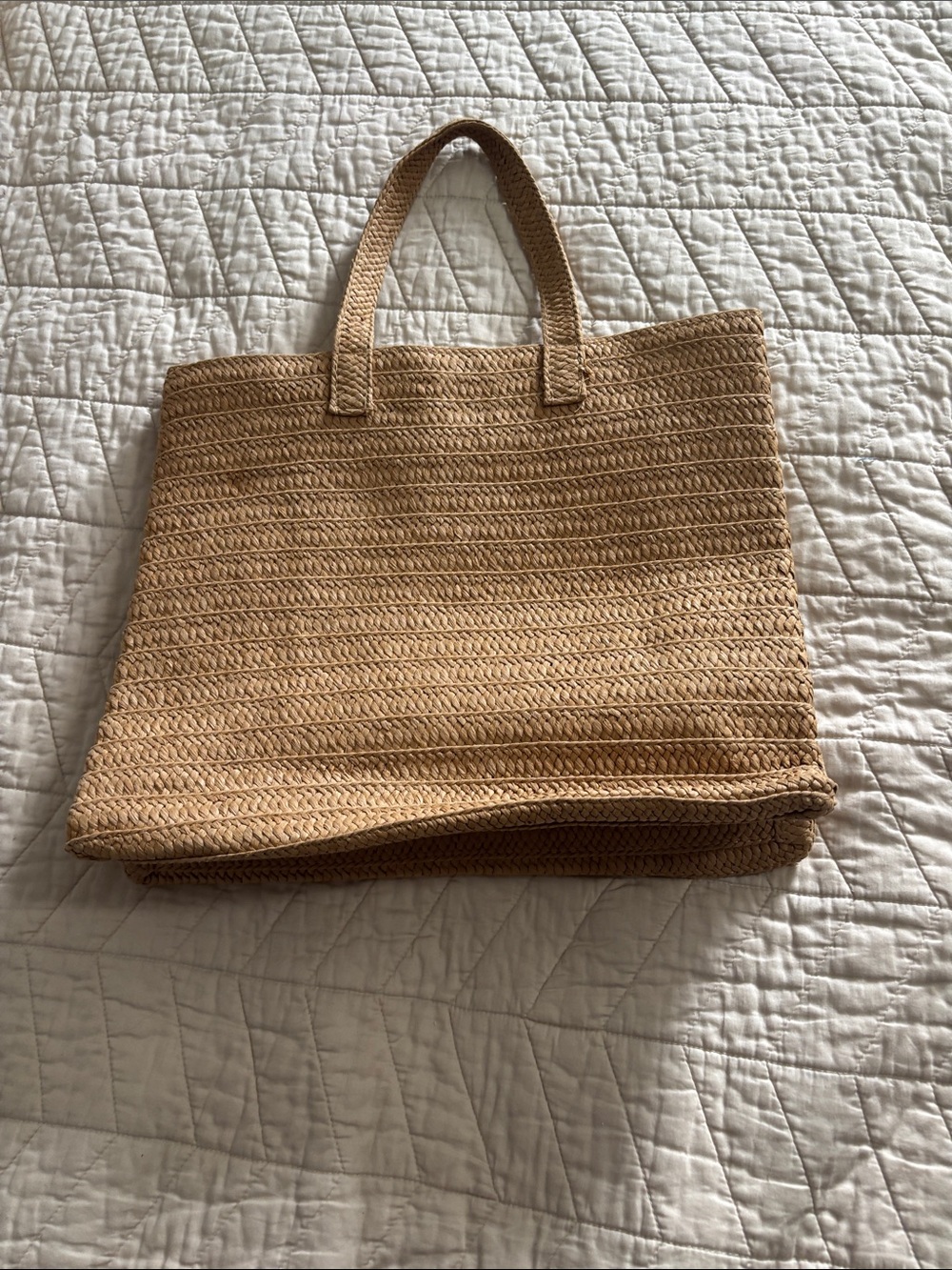 BTB Sunny Side Up Straw Tote Bag - Natural with Yellow Accent - Picture 2 of 5